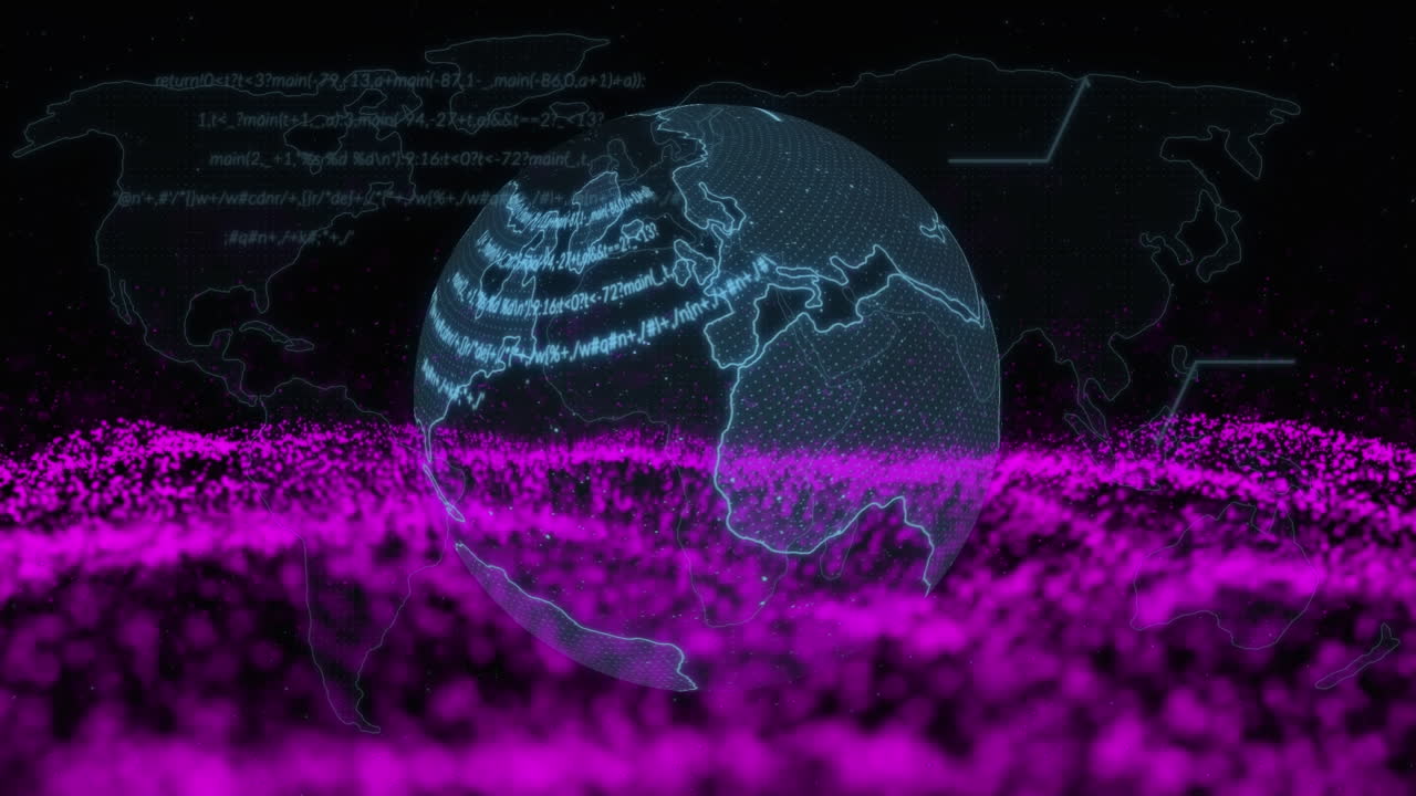 анимация обработки данных по всему миру