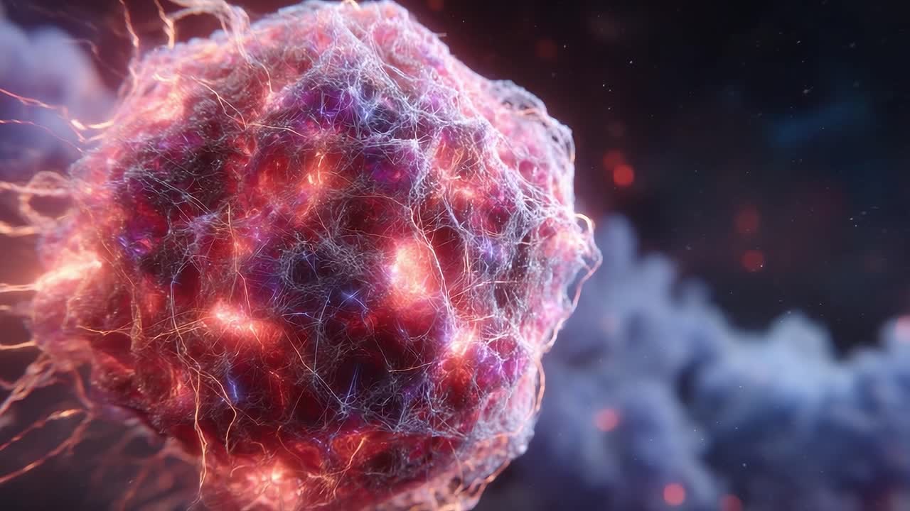 A mesmerizing view of a glowing, intricately detailed cosmic entity, showcasing vibrant structures and dynamic energy patterns in an otherworldly space environment