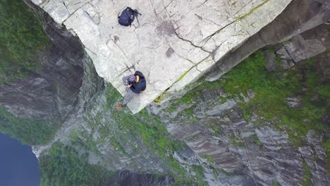 preikestolen in norway aerial drone shot 19.mp4