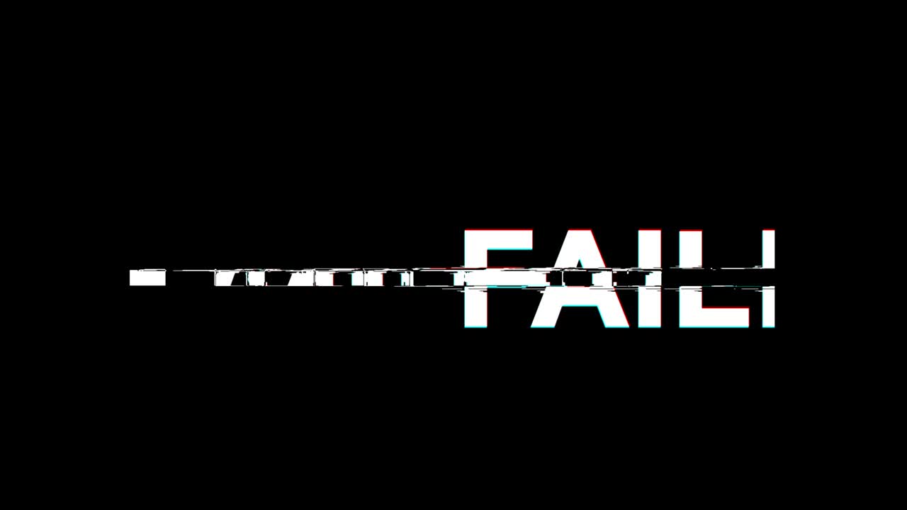 Failed Glitch Effect Text Digital TV Distortion 4K Loop Animation