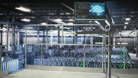 pc monitors on data center industrial platform displaying ai hardware status