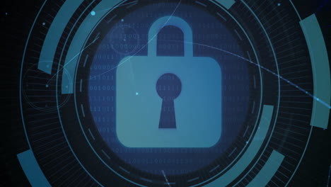 animation of digital padlock with binary code, representing cybersecurity concept