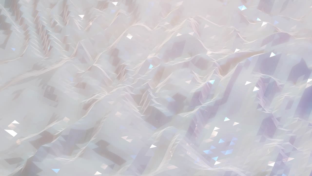 4k에서 스타일리시한 크리에이티브 추상 백색 낮은 폴리 배경, 추상적인 파동은 반이는 표면에서 루프로 움직이고, 부드러운 부드러운 원활한 애니메이션, 간단한 미니멀한 기하학적 bg.