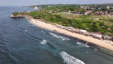 aerial view of balangan beach in bali with view point. exotic getaway indonesia.
