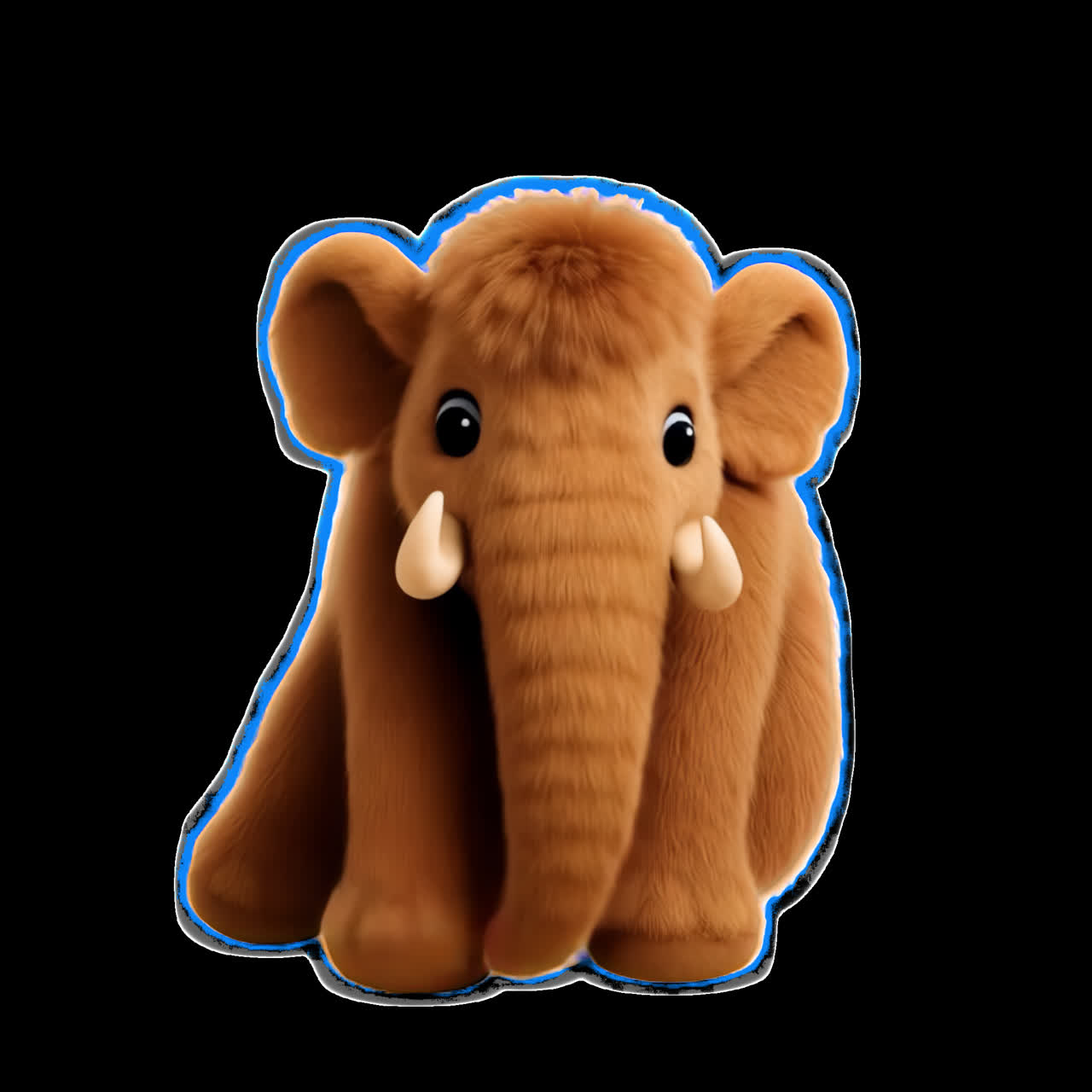Adorable curled baby mammoth illustration animation isolated asset, transparent 4K video, alpha