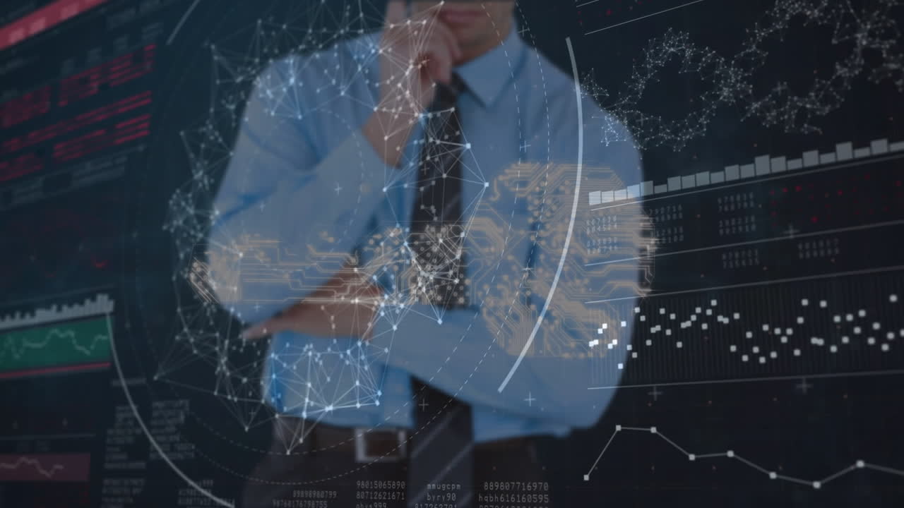 스 ⁇  스캐닝과 데이터 처리의 애니메이션 사고하는 사람