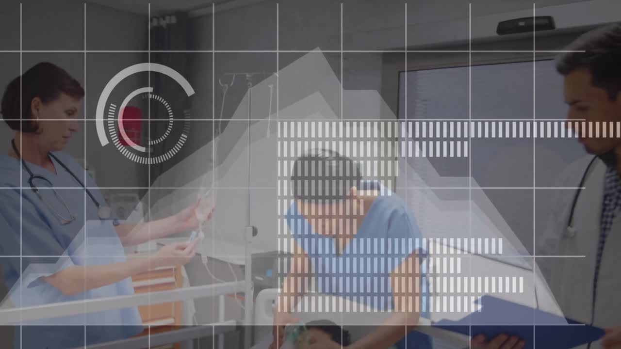 animación del procesamiento de datos sobre diversos médicos