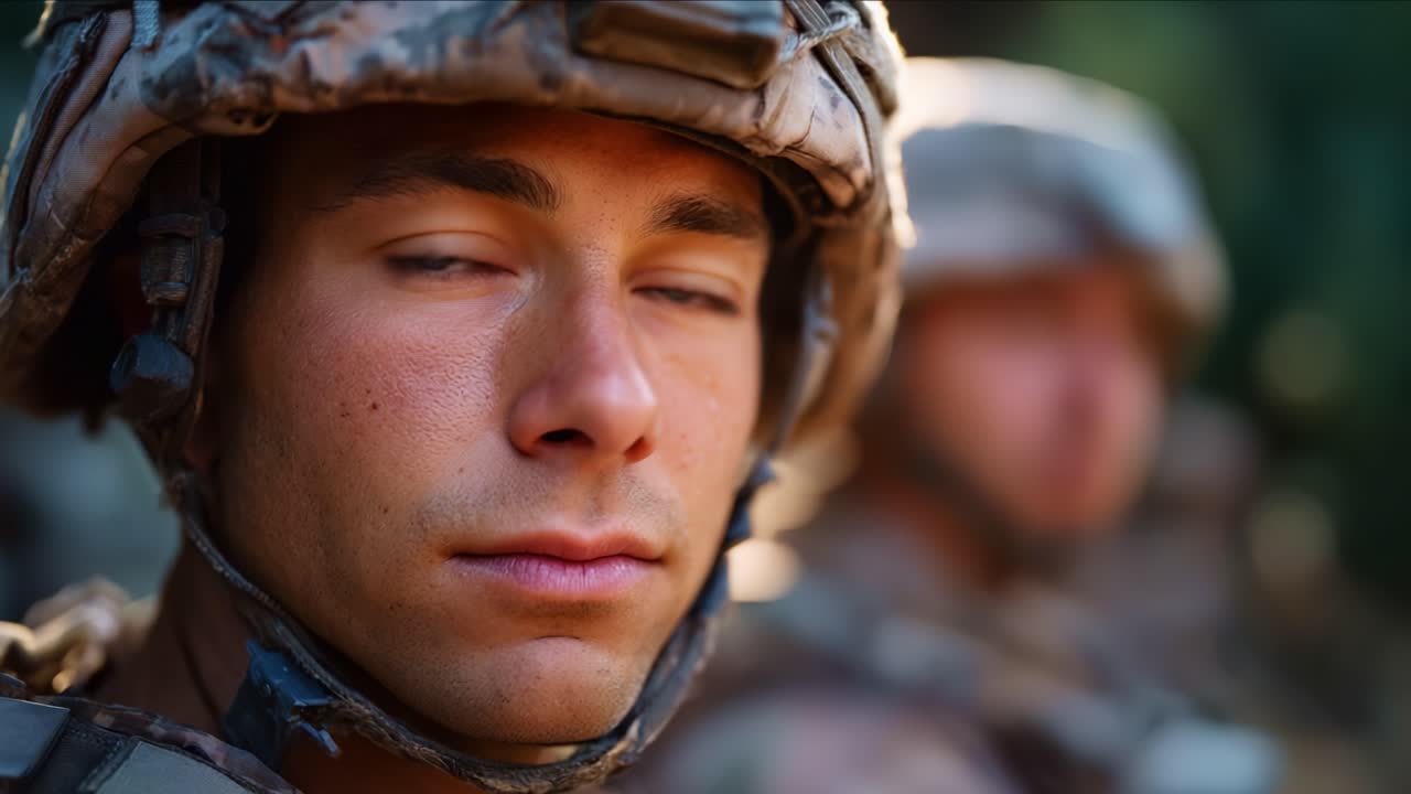 Intense blikke: Et nærbillede af en soldat, der fanger dybden af følelser og engagement i tjenesten midt under militære operationer