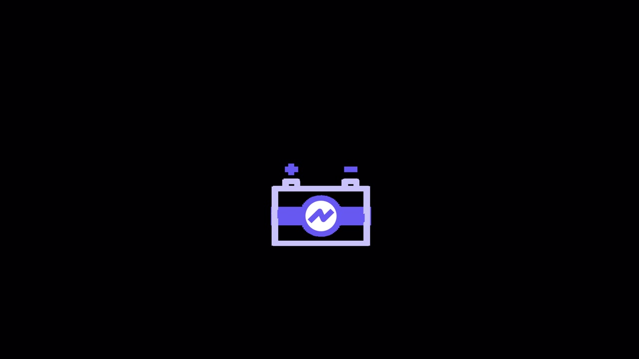 Animated Car Battery Icon on Black Background
