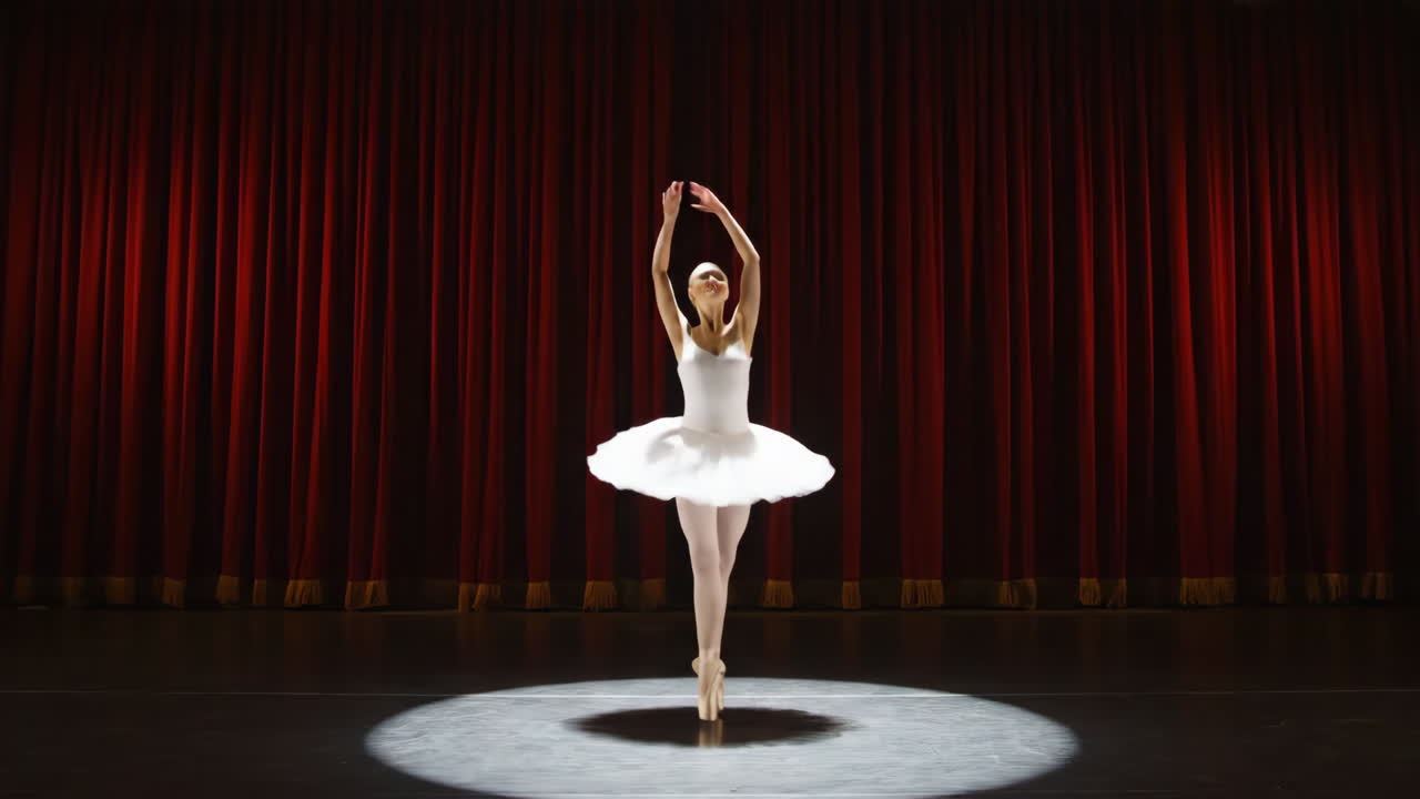 Ballerina on Stage in Spotlight