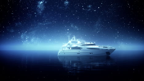 luxury yacht at night