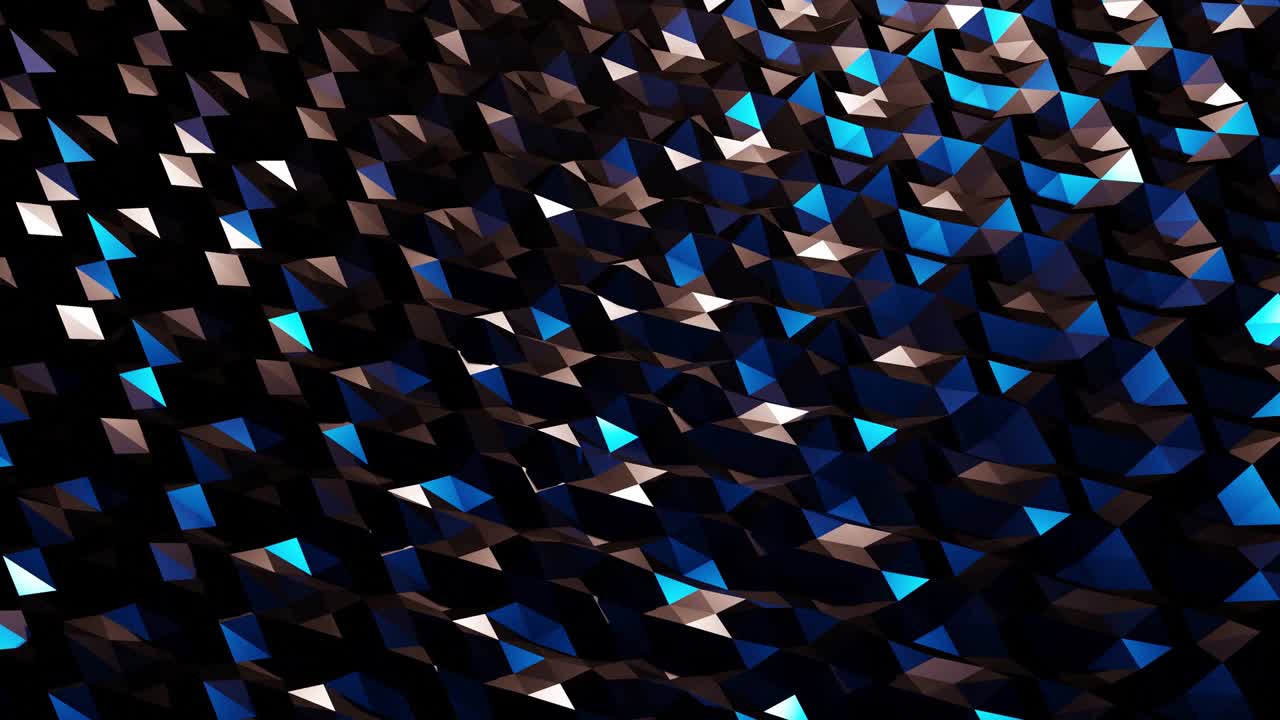 estilo oscuro abstracto bajo fondo poli en 4k. ondas abstractas se mueven en superficie metálica brillante en bucle. animación suave y sin costuras. simple geometría minimalista bg. color azul