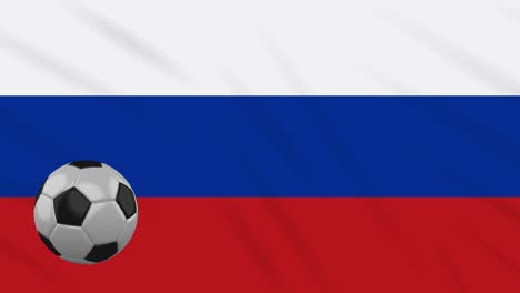 russia flag waving and football rotates, loop