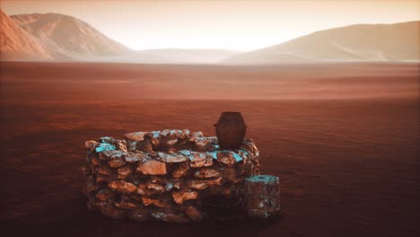 viejo pozo de agua de piedra en el desierto