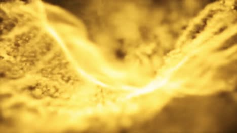 a mesmerizing display of golden waves undulating and catching light creates a captivating visual experience. the movement conveys depth and dynamism, drawing viewers into its intricate patterns.