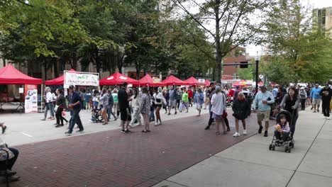 group of people attending taste of madison food and beverage festival in madison, wisconsin with gimbal video moving forward.