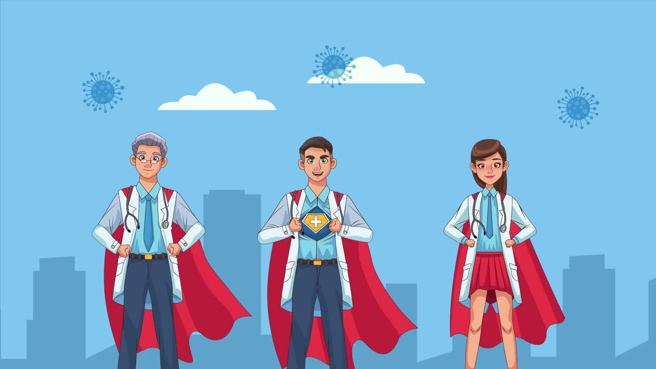 인종 간 영웅 슈퍼 닥터 캐릭터 애니메이션