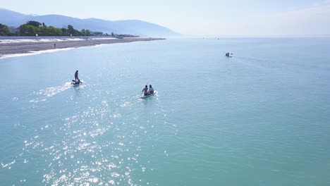 coastal scene with water activities