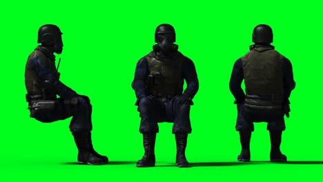 animación de soldado militar. físico, movimiento, desenfoque. animación realista 4k. pantalla verde