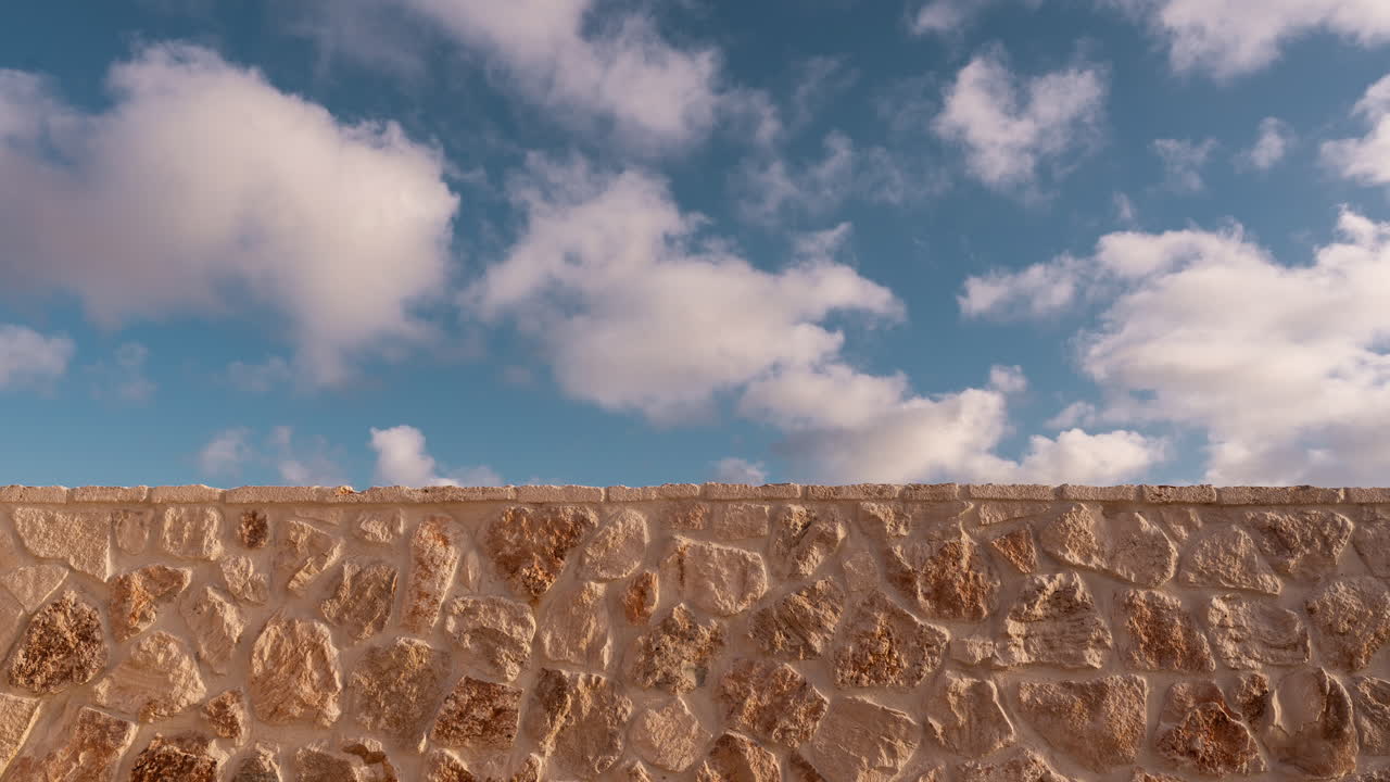 Stone Wall Under a Cloudy Sky