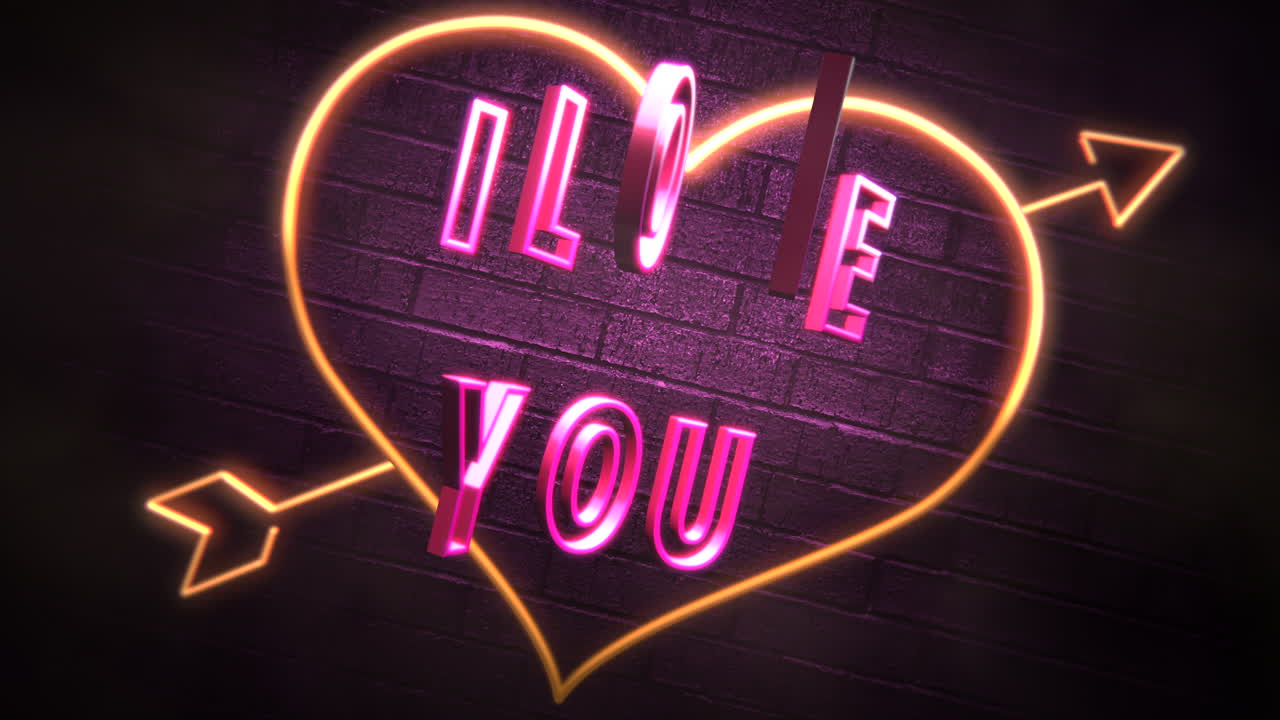 나는 당신에게 발렌타인 데이 4에 텍스트와 모션 로맨틱 하트를 사랑합니다