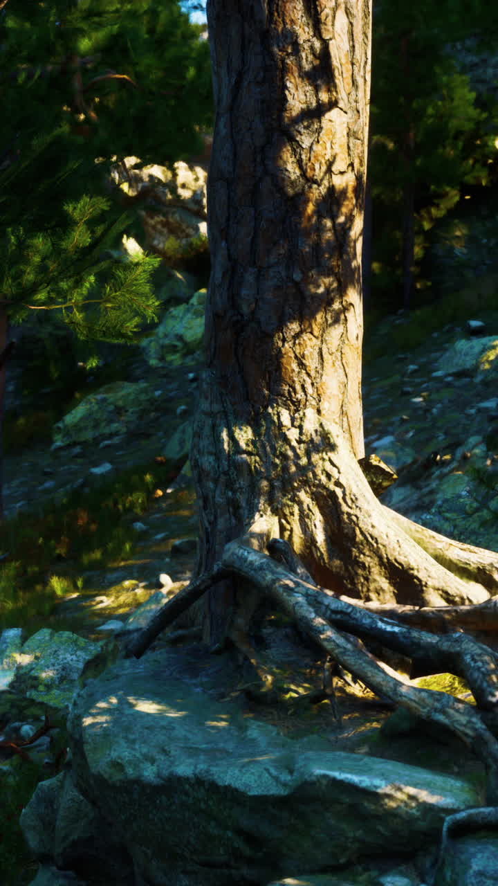 소나무 의 뿌리 와 줄기 의 근처