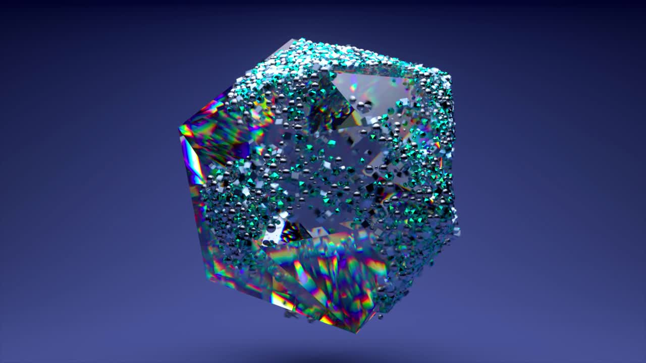 cubo holográfico iridescente