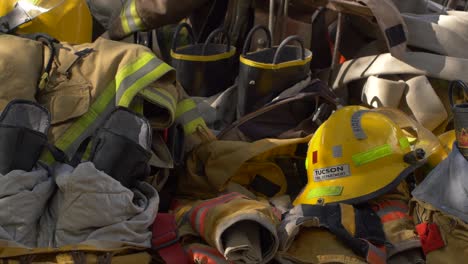 Fire-fighter-equipment-and-uniforms-on-the-back-of-a-pickup-truck