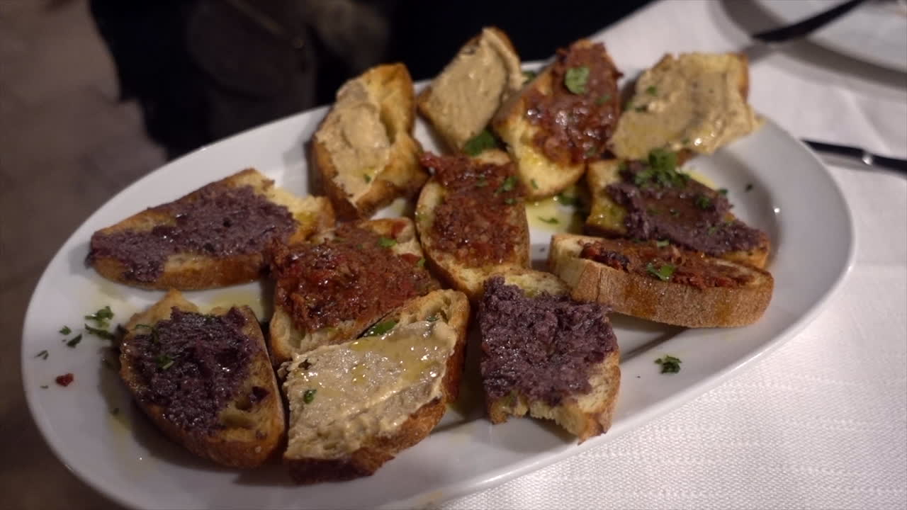 Delicious Italian Bruschetta with Various Toppings