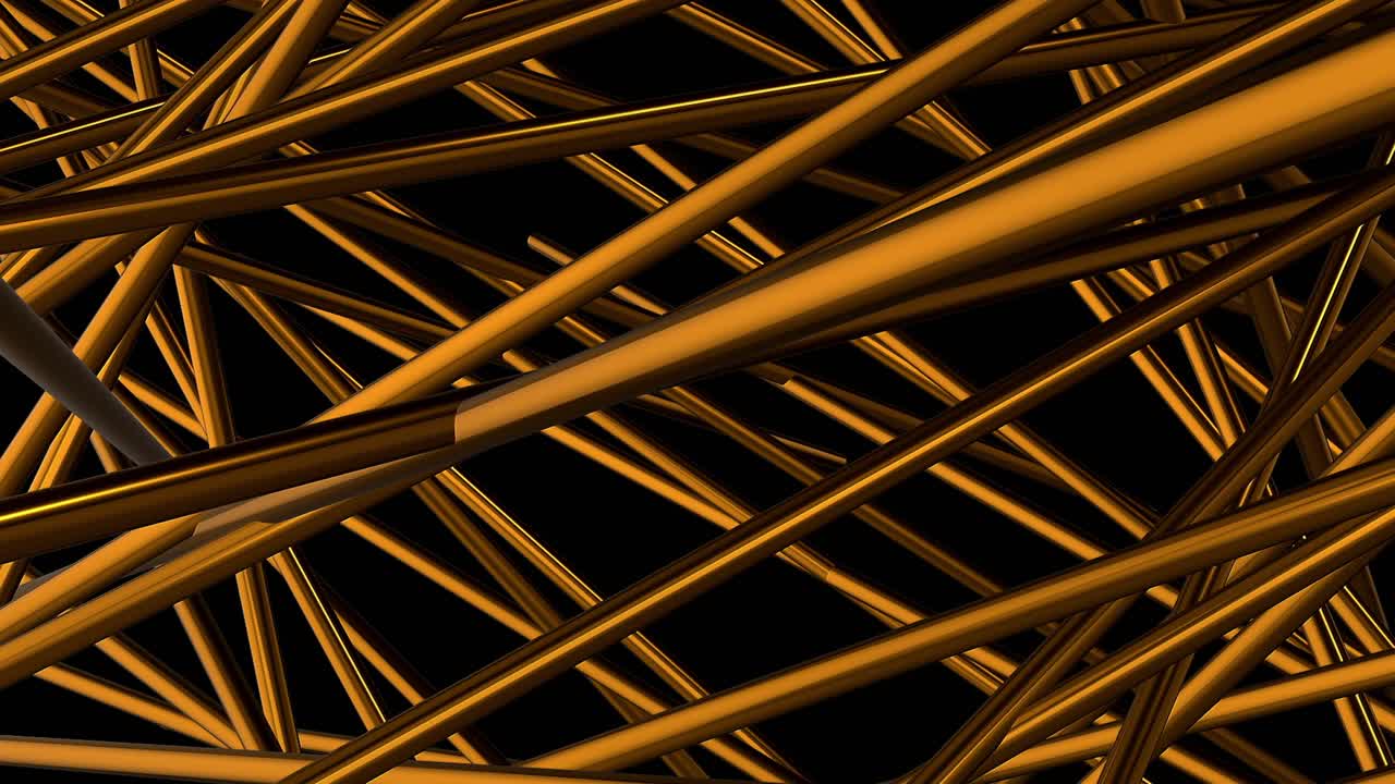 Strutture astratte a linee dorate su sfondo nero