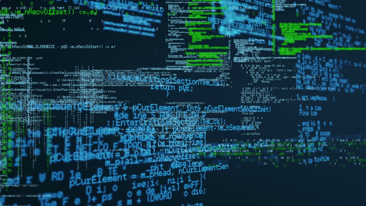 Animation of green and blue data processing