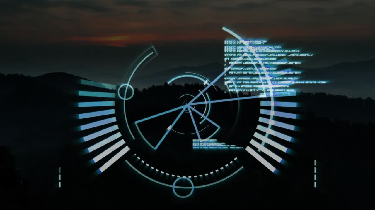 Animation of scope scanning and data processing over landscape