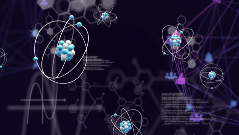animación de átomos y procesamiento de datos científicos a través de una red de conexiones