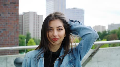 portrait of beautiful woman in the city