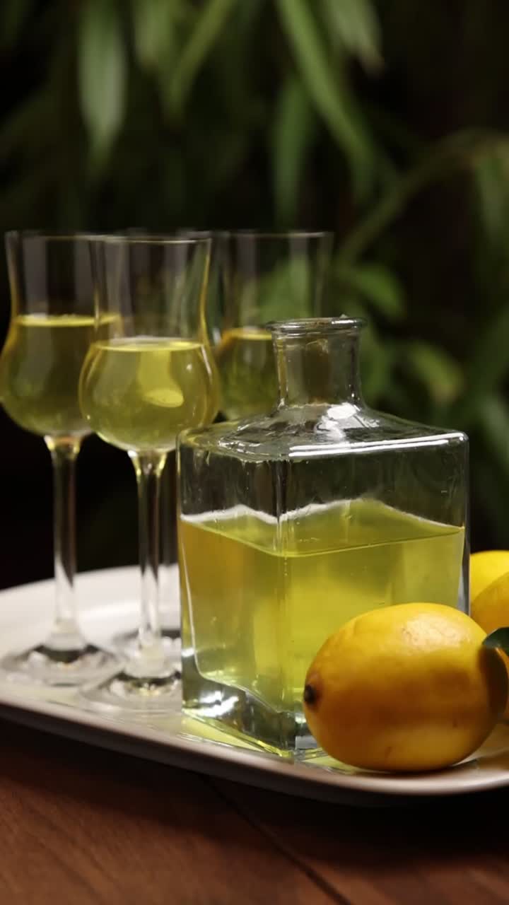 una mujer vertiendo limoncello.