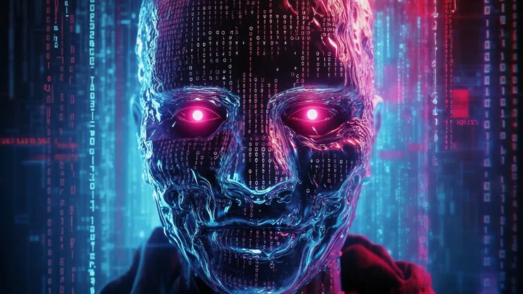 Testa di robot futuristica