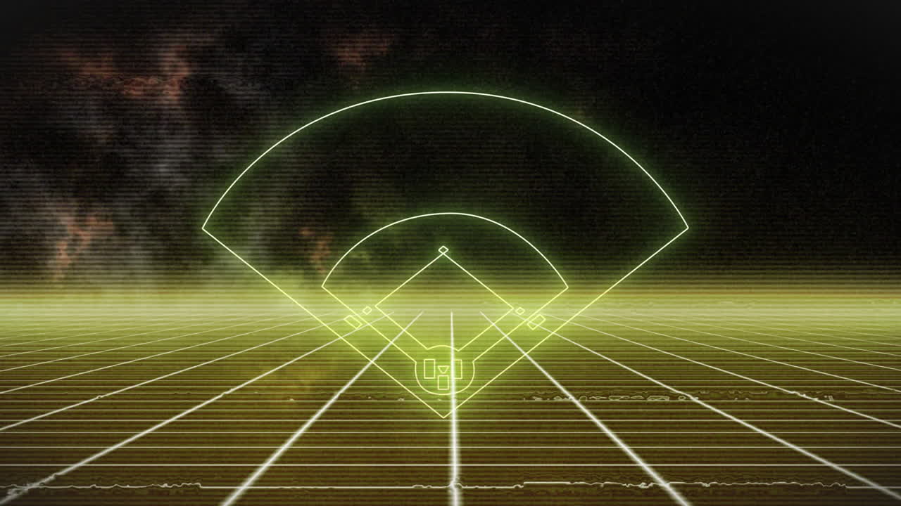 Glowing green lines forming futuristic radar grid with abstract animation background