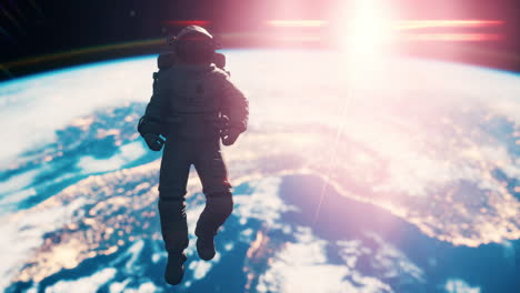 astronauta en el espacio exterior sobre el planeta tierra