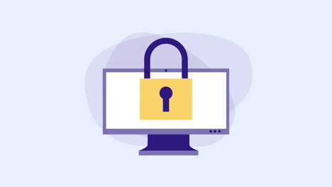 computer desktop with padlock security