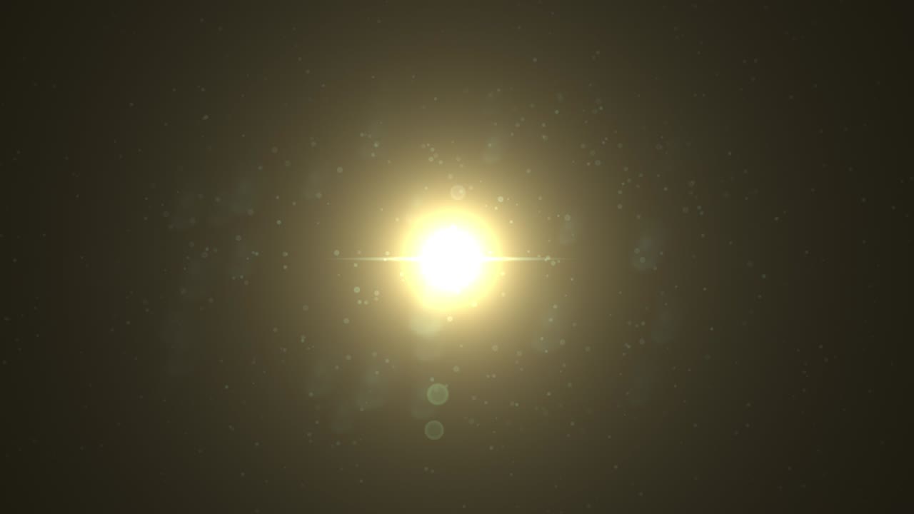 Effetto lens flare digitale realistico del sole su sfondo nero. Effetto flare ottico del sole naturale