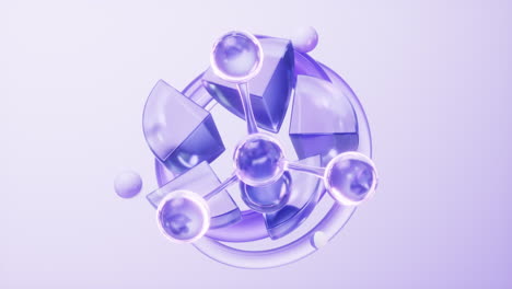 chemical molecule with purple glass background, 3d rendering.