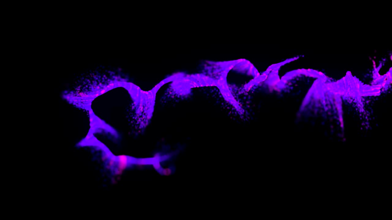 우주에서 날아다니는 많은 입자, 곡선을 따라 움직이는 입자, 컴퓨터 생성 추상적인 배경, 3d