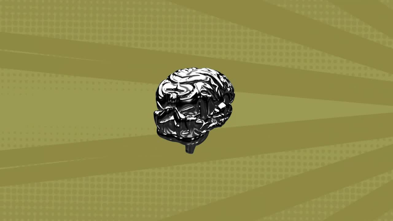 Animation of brain over stripes on green background