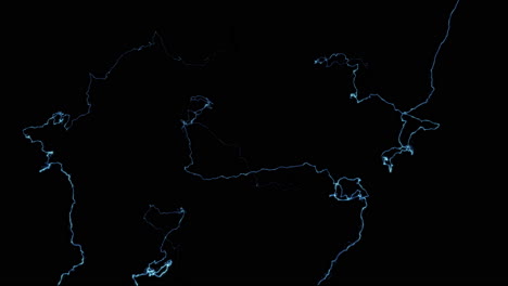 animation electric rays approaching the camera on a black background