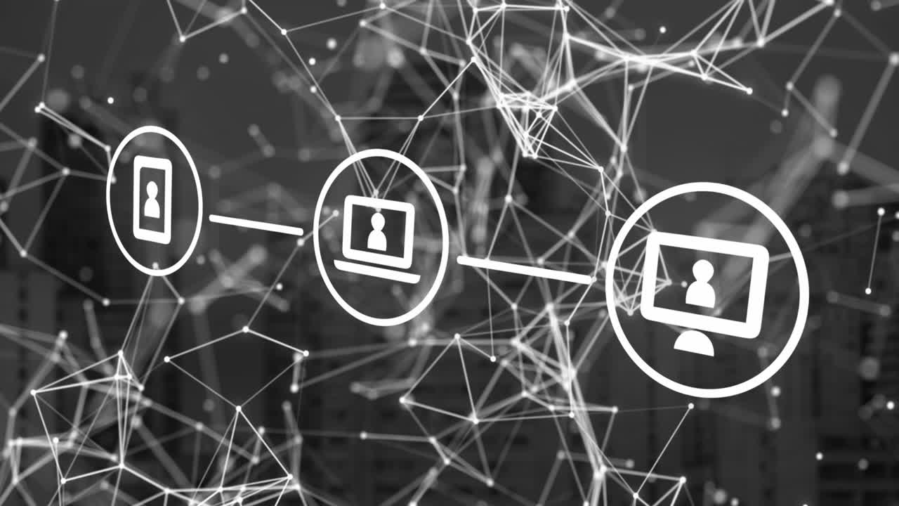 도시 풍경에 대한 디지털 아이콘 네트워크