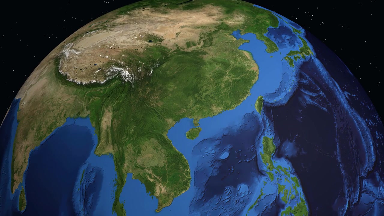 Un'animazione digitale zooma dallo spazio esterno su un indicatore di posizione specifico a Hechi, Cina.