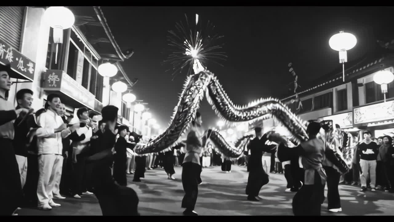 Dragon Dance Celebration in a Chinese Town