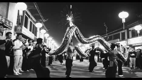 dragon dance celebration in a chinese town