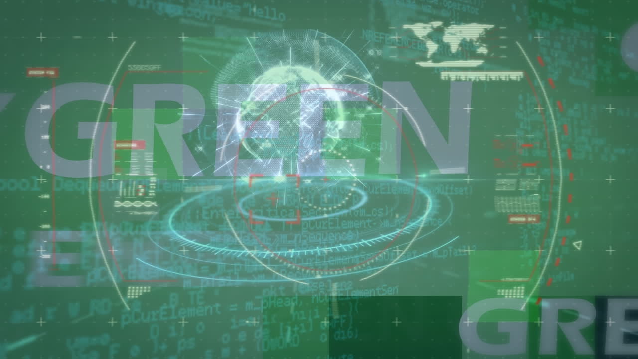 녹색 에너지 텍스트에 대한 데이터 처리의 애니메이션