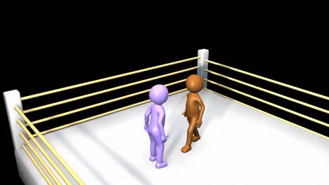 hombres 3d luchando en un ring de boxeo